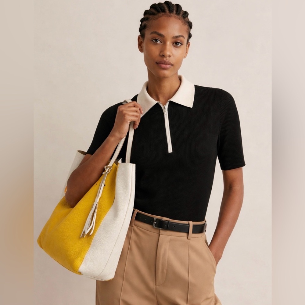 Vintage Roots Yellow and White Tote Bag